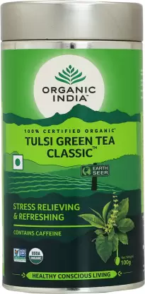 Organic India Tulsi Green Tea Classic (Tin) 100 GM