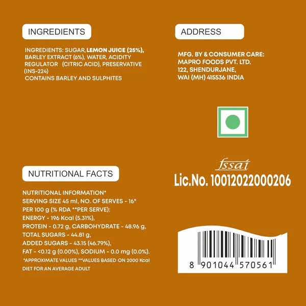 MAPRO LEMON BARLEY WATER 750ML - Image 3