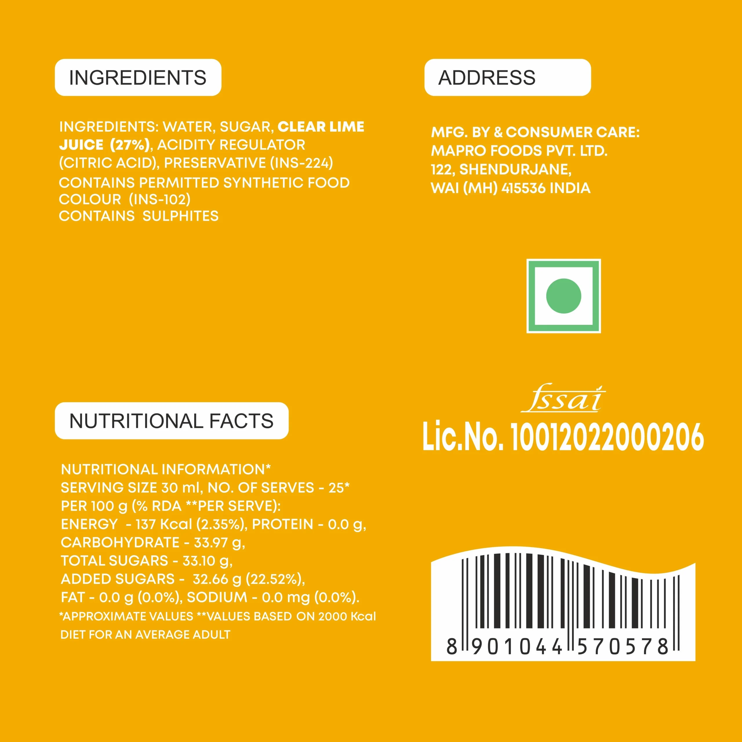 MAPRO LIME JUICE CORDIAL 700ML - Image 3