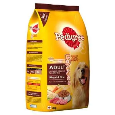 Pedigree Adult Dry Dog Food Meat & Rice 3Kg