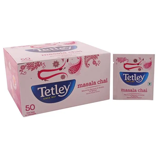 Tetley | Masala Chai With Natural Flavour | Black Tea | 50 Tea Bags