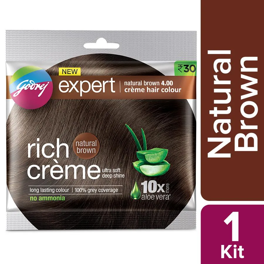 Godrej Creme Hair Color Natural Brown 4.00* 20/20 GM/ML
