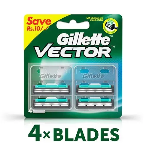 Gillette Vector Plus Manual Shaving Razor Blades Cartridge, 4 pcs