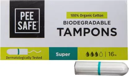 Pee Safe 100% Organic Cotton Tampons – Pack of 16