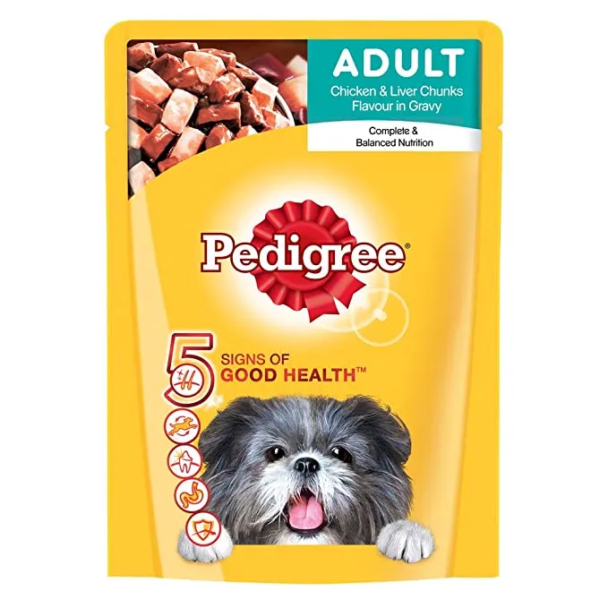 Pedigree Chicken and Liver Chunks in Gravy, 80g Pouch