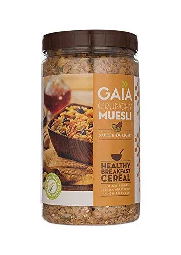 Gaia Crunchy Muesli Nutty Delight with Rolled Oats Jar 1kg