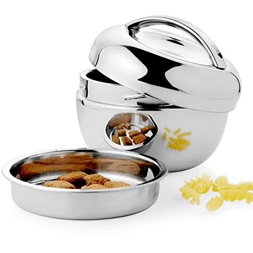 Mosaic Solid Silver Hot Pot Casserole Food Warmer with Lid 1300 ml
