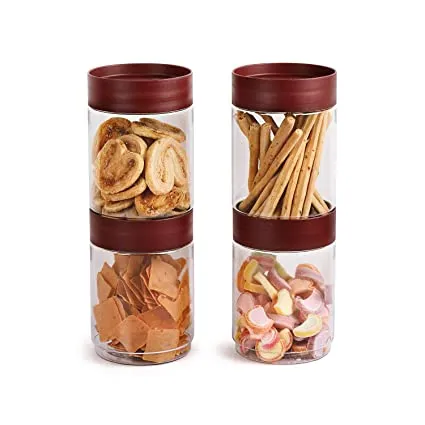 Cello Modu Stack Canister Maroon 1000 ml 4 pc set