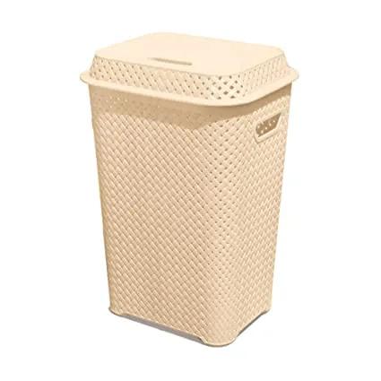 Milton Launet Square Plastic Laundry Basket with Lid, 50 litre
