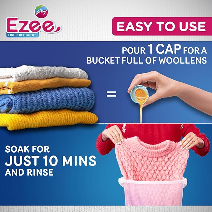 Godrej Ezee Liquid Detergent 2 Kg Pouch For Winter-Wear, Added Conditioner - Image 5