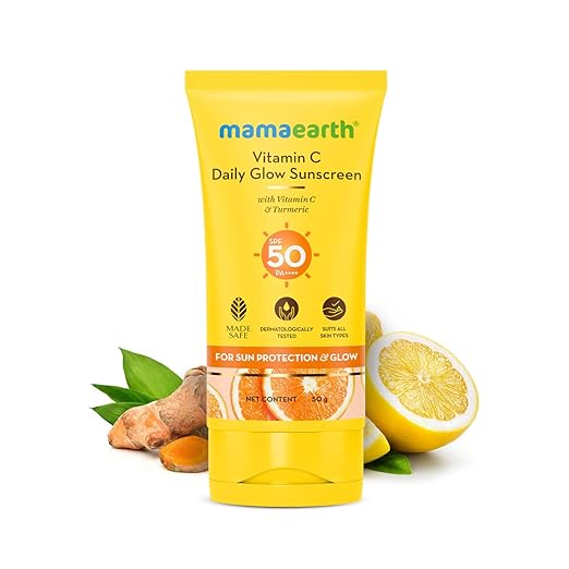 Mamaearth Vitamin C Daily Glow Sunscreen Spf 50 Pa+++ For All Skin Types,50Gm
