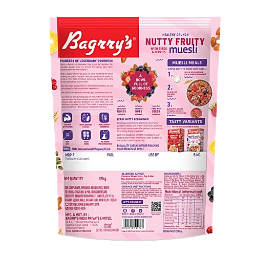 BAGRRY`S CRUNCHY MUESLI NUTTY FRUITY 425GM - Image 2