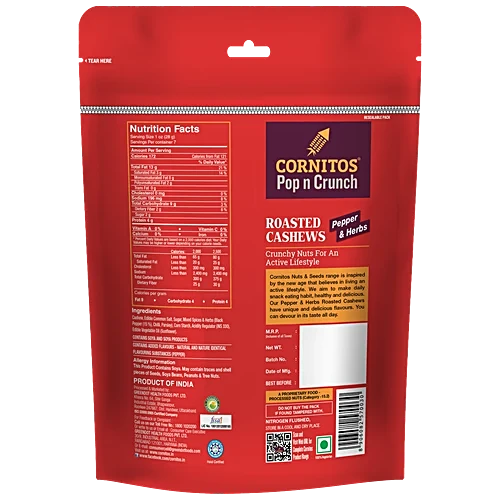 CORNITOS ROASTED CASHEWS PEPPER & HERBS 200GM - Image 2
