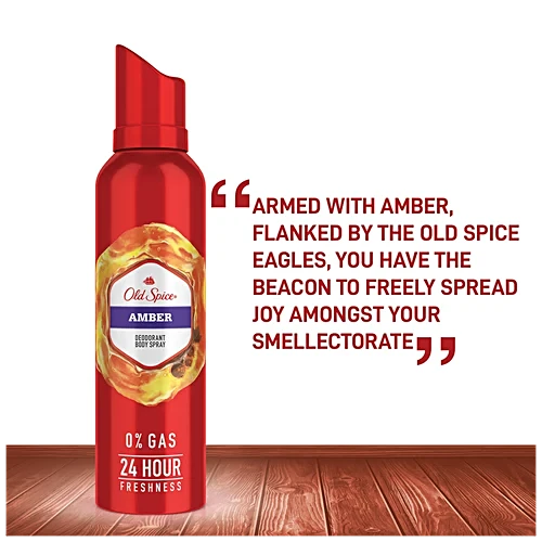 Old Spice Amber No Gas Deodorant Body Spray Perfume For Men, 140 Ml - Image 4