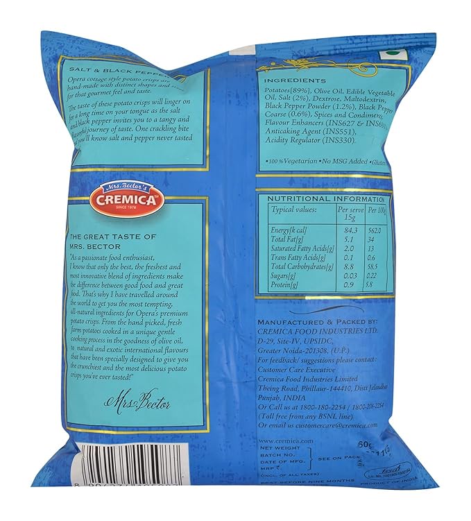 Opera Cottage Style Potato Crisp, Salt And Black Pepper, 60G - Image 2