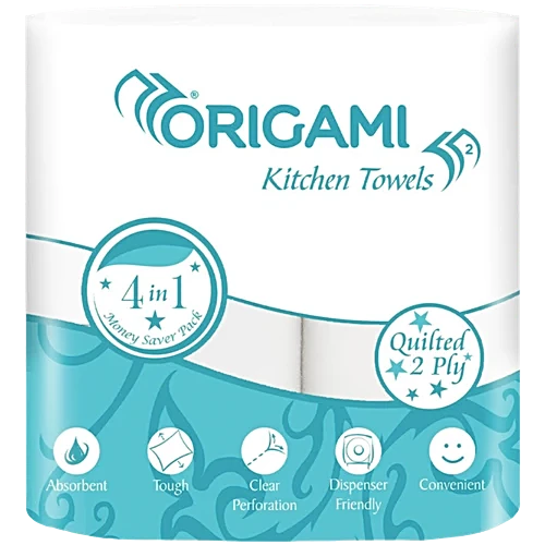 Origami So Soft Kitchen Towels-2Ply, 60 Pulls, 4 Rolls (Pack Of 4)