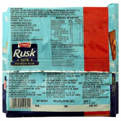 Parle Premium Rusk Milk ,182Gm - Image 2
