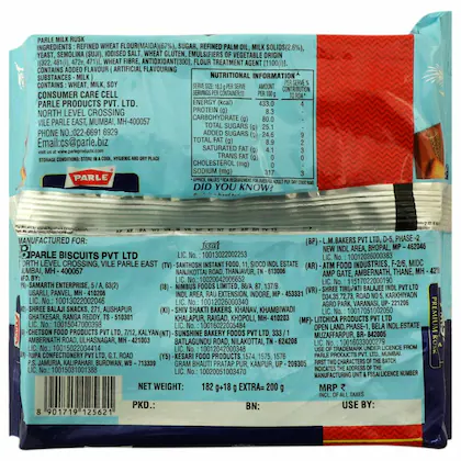 Parle Premium Rusk Milk ,182Gm - Image 3