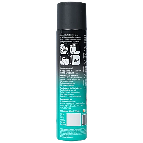 Pee Safe Toilet Seat Sanitizer Spray-Mint,300Ml - Image 2