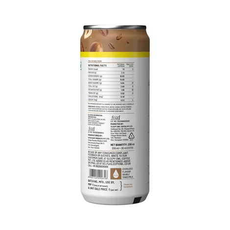 Sleepy Owl Cold Coffee - Hazalnut,230Ml Can - Image 2