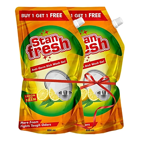Stanfresh Dish Wash Liquid Gel- Lemon Neem, 850Ml (Pack Of 2)