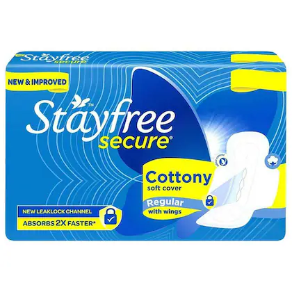 Stay-Free Secure Cottony Regular Sanitary, 18Pads