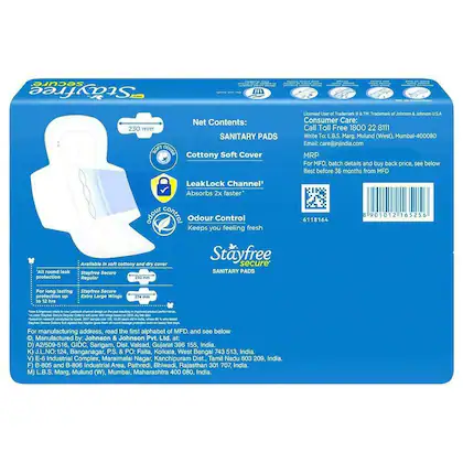 Stay-Free Secure Cottony Regular Sanitary, 18Pads - Image 2