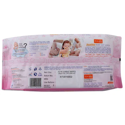 Tulips Baby Wet Wipes, 72W - Image 2
