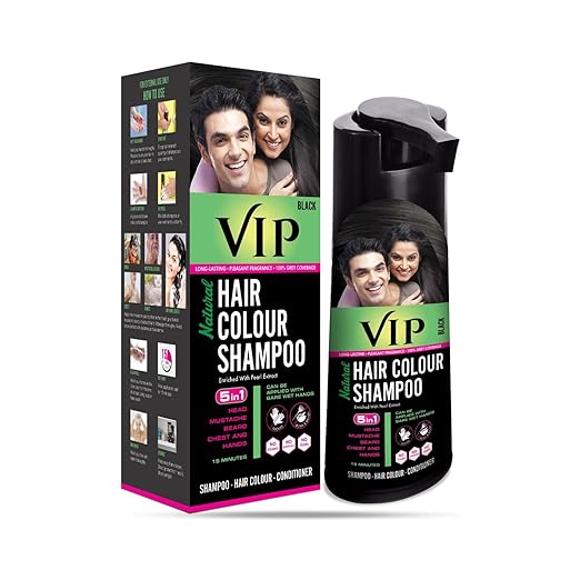 Vip Natural Hair Colour Shampoo - Black, 180Ml