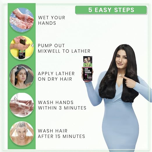 Vip Natural Hair Colour Shampoo - Black, 180Ml - Image 4