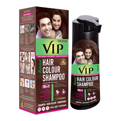 Vip Natural Hair Colour Shampoo - Dark Brown, 180Ml