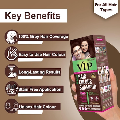 Vip Natural Hair Colour Shampoo - Dark Brown, 180Ml - Image 3