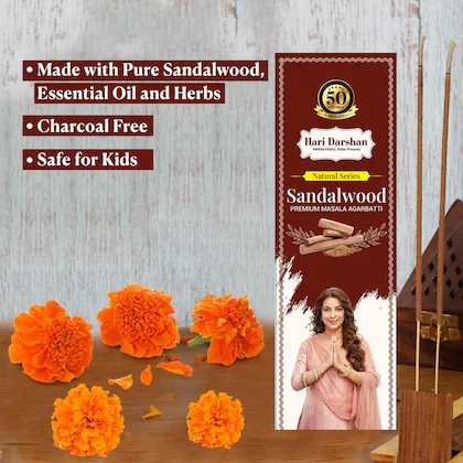 Hari Darshan Natural Series Sandalwood Agarbatti Incense Sticks,60Gm
