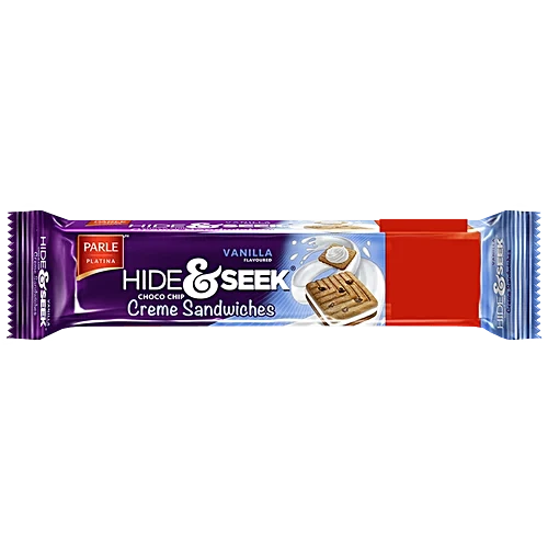 Parle Platina Hide & Seek Vanilla Flavoured Choco Chip Sandwich Biscuits, 100 g