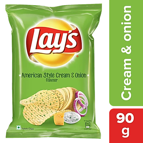 Lay’s Potato Chips – American Style Cream & Onion Flavour, 90 g Pouch