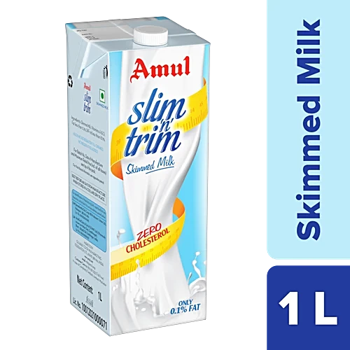 Amul Slim`N`Trim Skimmed Milk Tp, 1Ltr