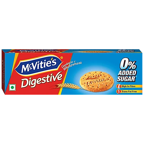 McVitie's Digestive High Fibre Biscuits - Zero Added Sugar For Calorie Conscious, 150 g