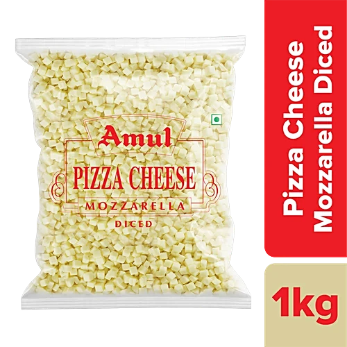 Amul Pizza Cheese – Mozzarella (Diced), 1kg Pouch