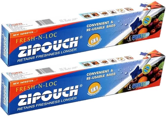ZIPOUCH Plastic Fresh-N-Loc Zipper Seal Food Storage Bags 20 Bags
