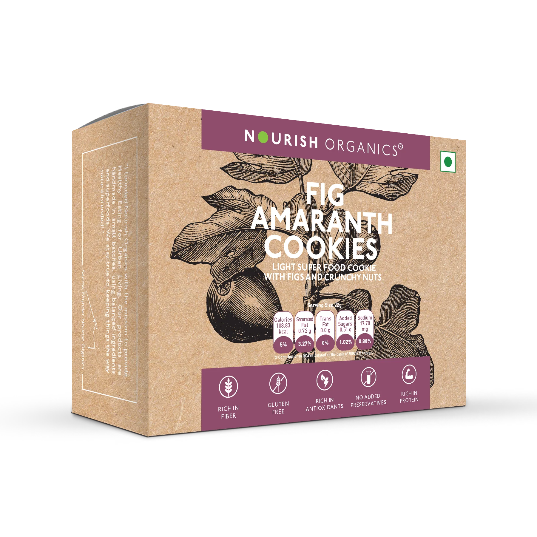 Nourish Organics Fig Amaranth Cookies 110gm