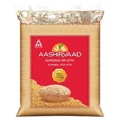 Aashirvaad Superior MP Atta, 100% Whole Wheat Flour, 0% Maida, 5kg