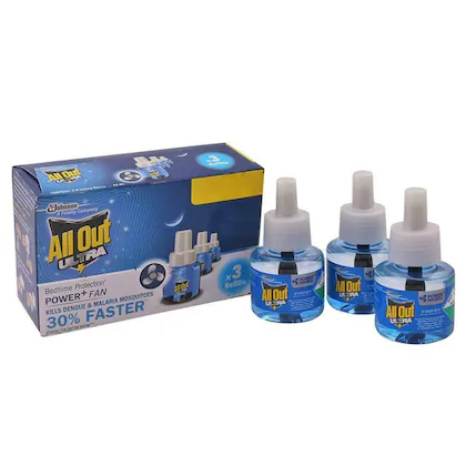 All Out Ultra Power Plus Mosquito Vaporiser Refill - 3 x 45ml